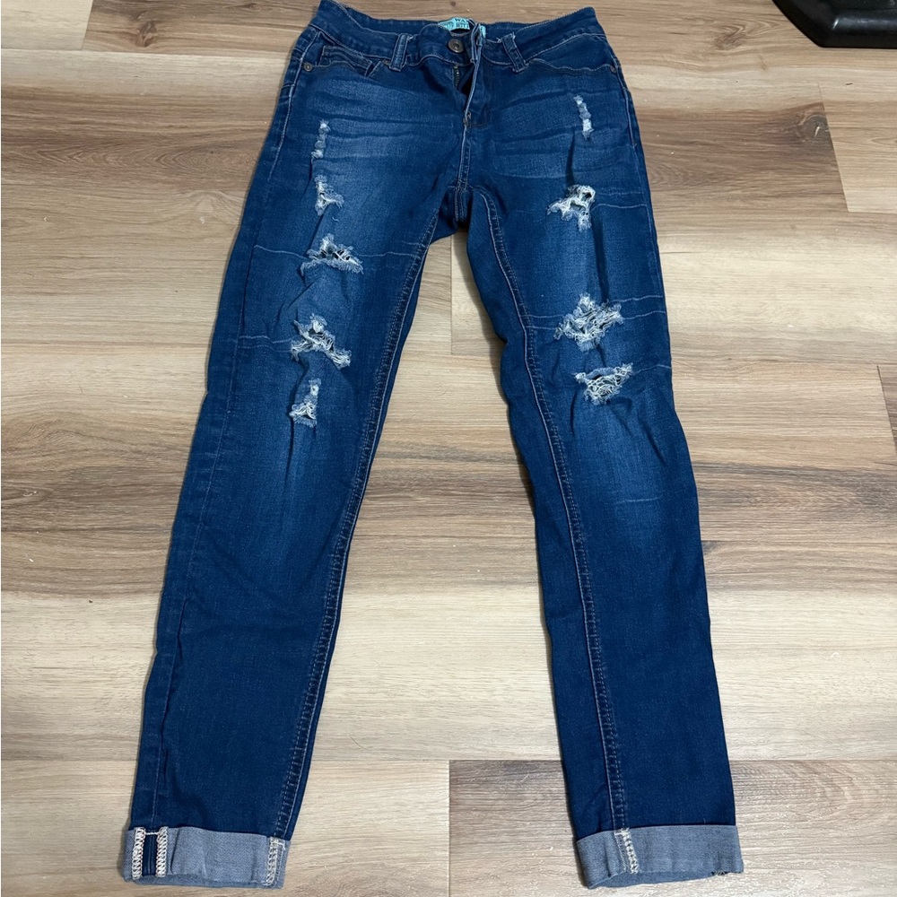 Wax Jean Blue Skinny Distressed Jeans